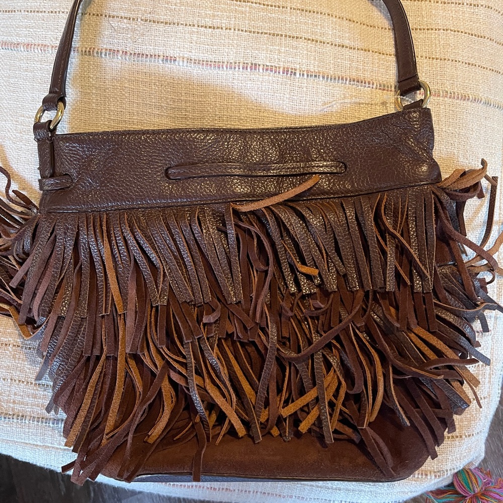 Lauren Ralph Lauren boho fringe shoulder bag/purse